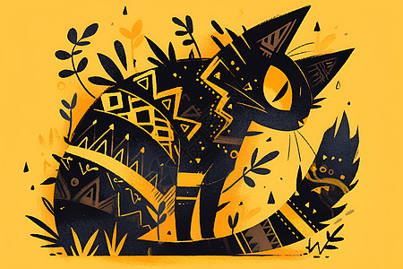 黑猫涂鸦图片