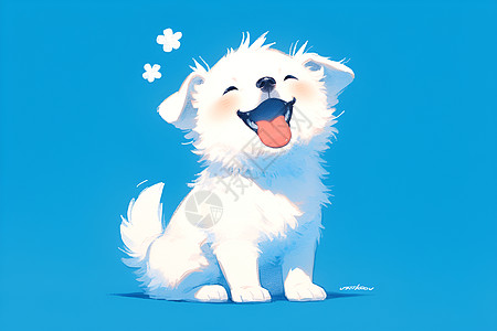 可爱搞怪的白色小狗图片