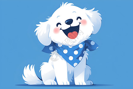 小白狗戴着蓝色领结图片