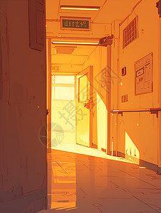 阳光洒进走廊图片