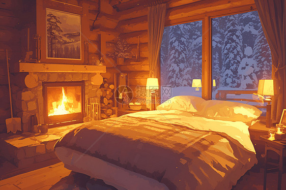 冬日温馨的卧室图片
