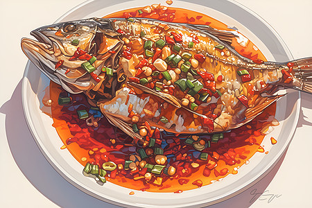 中式的美味蒸鱼图片