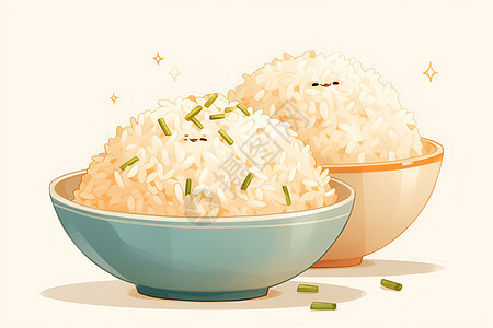 两碗大米饭图片
