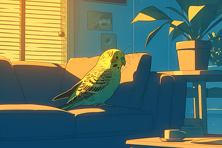 沙发上的鹦鹉图片