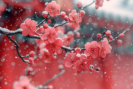 雪中的梅花图片