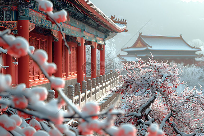 冬日禁城的梅花图片