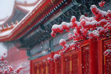 飘雪的紫禁城背景图片