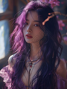 紫发女子的魅力图片
