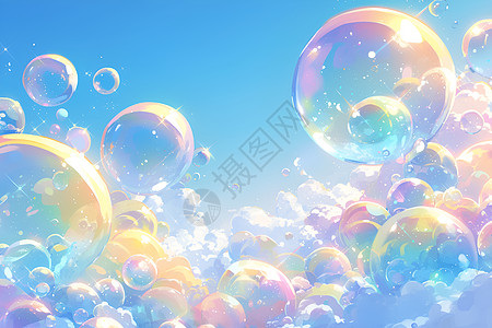 梦幻泡泡气泡中的奇妙世界插画