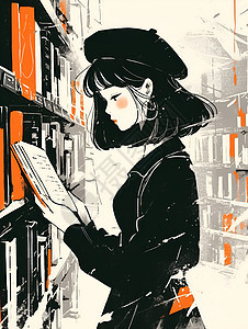 图书馆看书的女孩图片