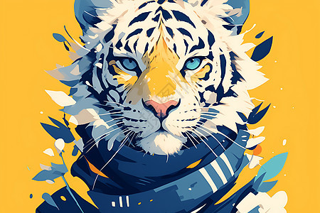 彩色的老虎插画图片