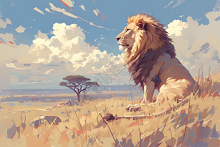 草原上的雄狮图片
