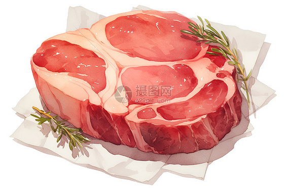 水彩新鲜肉排图片