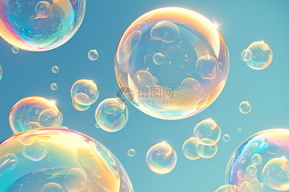 空中漂浮的气泡图片