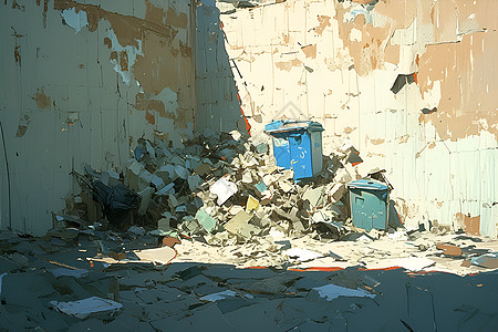 废弃的垃圾废墟建筑高清图片