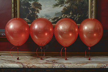 四个红色气球图片