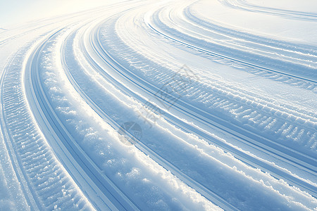 雪地上的车辙高清图片