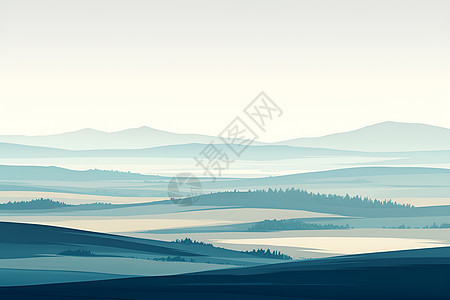 迷雾中的山脉风景图片