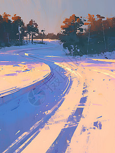 雪后路上的车辙图片
