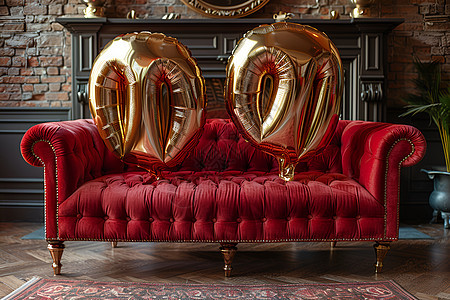 沙发上装饰的气球背景图片