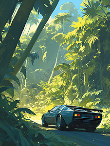 森林里的汽车图片