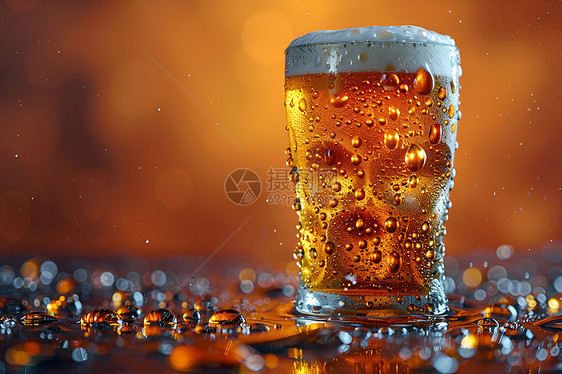 玻璃杯里的啤酒图片