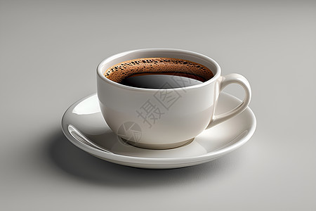 黑咖啡在白瓷杯中图片