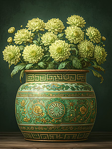 绿色艺术花瓶背景图片