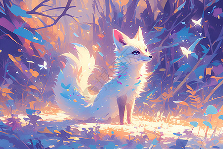 树林里的白狐图片