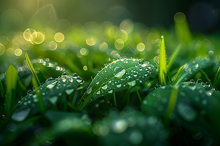 下雨的草地图片