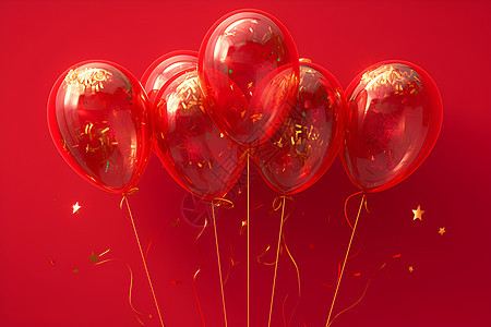 红色气球上的金粉背景图片
