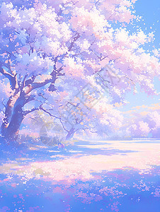 梦幻春天中的樱花树图片
