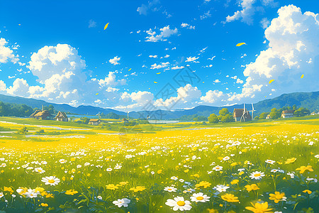 田野中的绚丽春天图片