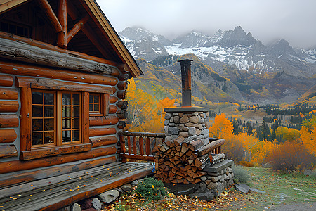 木屋檐宁静的小屋背景