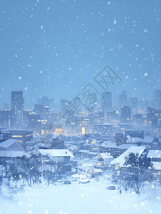 白雪纷飞的城市图片