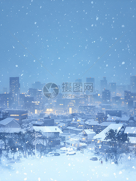 白雪纷飞的城市图片