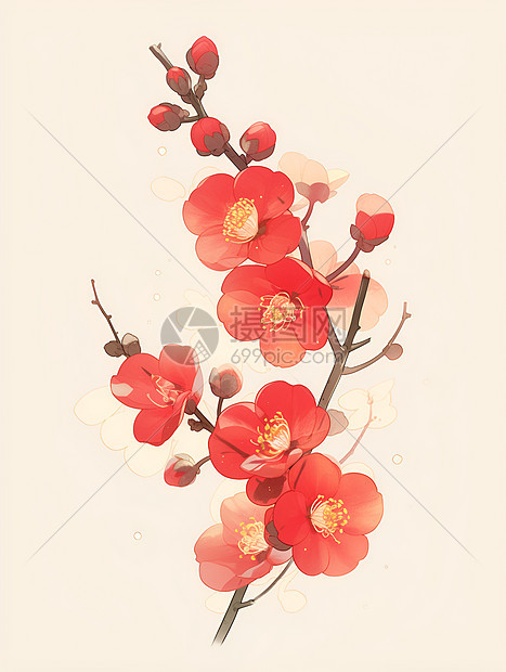 红花盛开的景象图片
