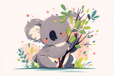可爱的树熊在树上攀爬图片