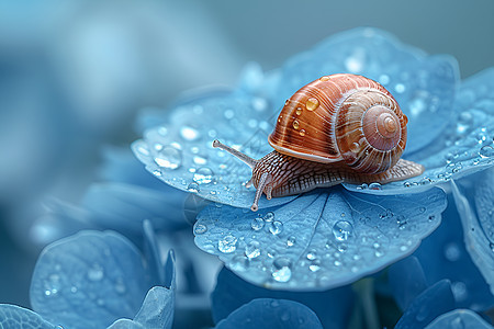 花瓣上的蜗牛图片