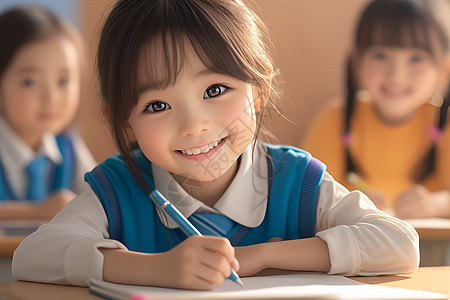 小学生在教室里写字图片