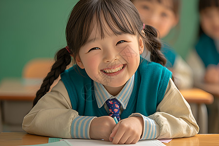 教室里学习的女孩图片