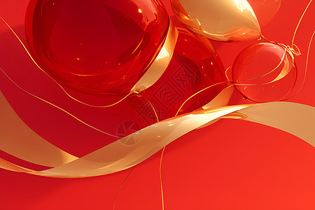 金色抽象线条气球图片