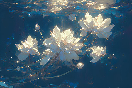 水下的白花图片