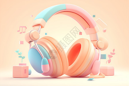 粉红色的耳机图片
