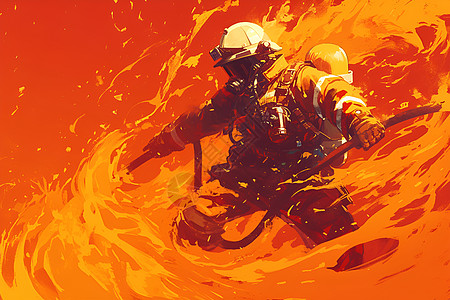 消防员奋力与火焰搏斗图片