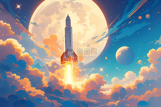 宇宙之旅插画图片