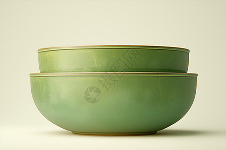 清新绿色陶瓷碗图片