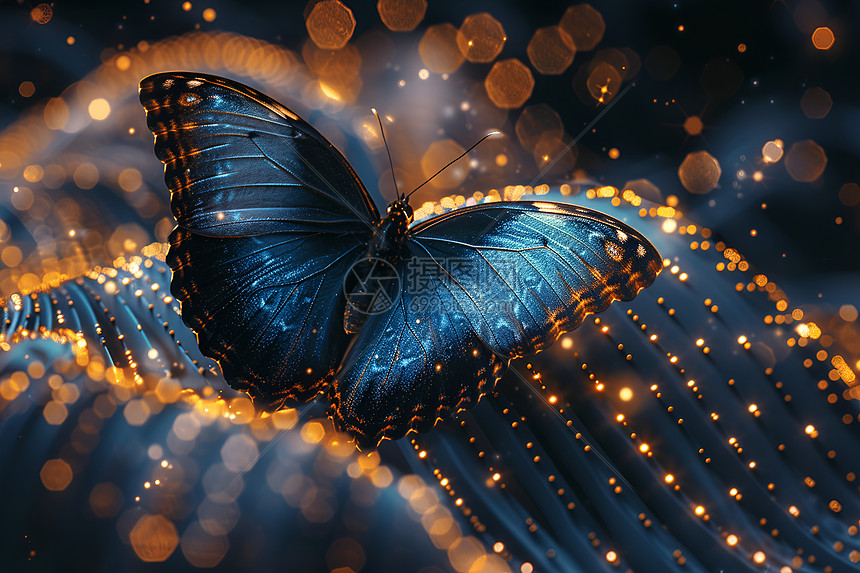 蓝翅蝶闪耀的光芒图片