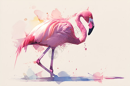 粉色火烈鸟插画背景图片