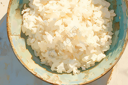 细致写实的水彩米饭插画图片